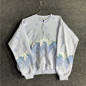 Floral Cardigan Women’s Large Purple Lilac Pastel Vintage 90s Cottagecore
